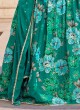 Sea Green Designer Lehenga In Silk With Floral Print